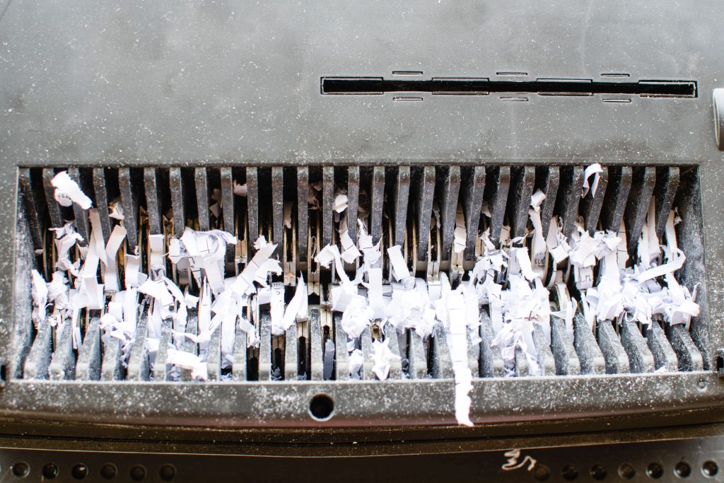 Paper Shredder with paper shreds